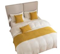 TENVORA Bed Runner,Bed Runners Simple diamond pattern bedside towel bed flag for hotel bed and breakfast(Yellow,45 * 240cm)