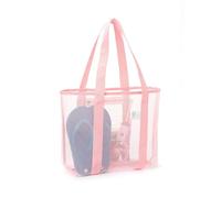 TENVORA Straw Bag Pink Fashion Large Capacity Mesh Women'S Beach Bag Shoulder Handbag(Pink)