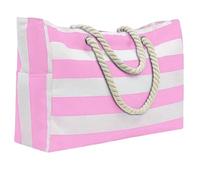 TENVORA Straw Bag Striped Canvas Summer Beach Bag, Large Capacity Shopping, Fashion Tote For Travel,Ideal, & Camping(Pink)