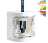 tenwin Electric Pencil Sharpener, Battery Operated Automatic Sharpener for 6-8mm No.2/Colored Pencils, Durable Blade to Fast Sharpen, Suitable for School/Classroom/Office/Home (White)