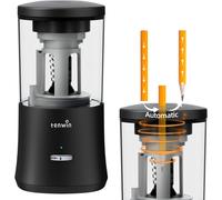tenwin Electric Pencil Sharpener, Fully Automatic Pencil Sharpener for 6-8mm Colored Pencils, Hands-Free Rechargeable Sharpener, Fast Sharpening, No Uneven Tips, Also for Short Pencils, Black