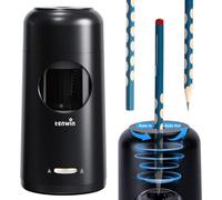 tenwin Fully Automatic Electric Pencil Sharpener, Rechargeable Pencil Sharpener with Container for 7-11.5mm Pencils and Colored Pencils, Compact and Safe for Use at Home, Office, or School (Black)