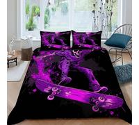 TENXTIM Purple Skull Bedding Set Theme Bedspread Gothic Themes Duvet Cover Set Microfiber Comforter Cover Suitable for Family,couple,children Pillowcase King(220x240cm)