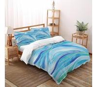 TENXTIM Waves Words Bedding Set Theme Bedspread Colorful WaterLandscape Duvet Cover Set Microfiber Comforter Cover Universal for All Seasons with Pillowcase Super King（260x220cm）