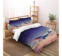 TENXTIM Whale Starry Sky Bedding Set Digital Printe Animal Themes Marine Animals Duvet Cover Set Microfiber Quilt Cover Suitable for Family,couple,children Pillowcase Super King(260x220cm)