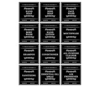 TENYELE 12Pcs Waterproof Bathroom Label Sticker for Easy Organization Adhesive Soap Mouthwash Dispenser Bottles Labels Set