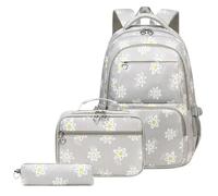 TENYELE 3Pcs Functional Backpack Books Bag Rucksacks Lunch Bag Pencil Case Set Middle School for Student School