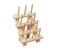 TENYELE Portable 12 Spools Wooden Thread Rack Thread Holder Organizer Folded Stand For Embroidery Quilting & Sewing Threads Wooden Rack Stand