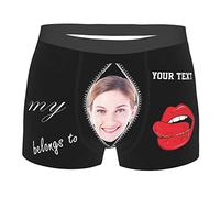TENZHVXI Personalized Men's Underwear with Face Photos Text, Custom Face Boxer Briefs Shorts for Men Funny Christmas Lover Underpants