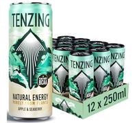 TENZING Natural Energy Drink, Plant Based, Vegan, & Gluten Free, +BCAA, Apple & Seaberry, 250ml (Pack of 12) Packaging may vary