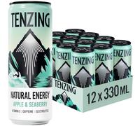 TENZING Natural Energy Drink, Plant Based, Vegan, & Gluten Free, +BCAA, Apple & Seaberry, 330ml (Pack of 12) - Packaging may vary