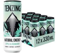 TENZING Natural Energy Drink, Plant Based, Vegan, & Gluten Free, +BCAA, Apple & Seaberry, 330ml (Pack of 12) - Packaging may vary