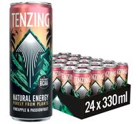 TENZING Natural Energy Drink, Plant Based, Vegan, & Gluten Free Drink, BCAA, Pineapple & Passionfruit, 330ml (Pack of 24) - Packaging may vary