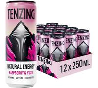 TENZING Natural Energy Drink, Plant Based, Vegan, & Gluten Free Drink, Raspberry & Yuzu, 250ml (Pack of 12) - Packaging may vary