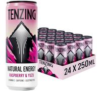 TENZING Natural Energy Drink, Plant Based, Vegan, & Gluten Free Drink, Raspberry & Yuzu, 250ml (Pack of 24)
