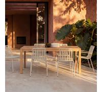 Téo - Garden Set in solid teak and black cream, 6 seats Beige