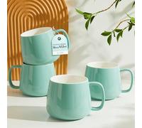 Teocera 16oz Ceramic Coffee Mugs Set of 4 - Stackable Latte Cups, Microwave, Dishwasher & Oven Safe - Ideal for Coffee, Cappuccino, Hot Chocolate, Housewarming Gifts, Mint Green