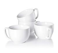 Teocera 16oz Large Coffee Mugs Set of 4 - Thick White Porcelain Cups for Cappuccino, Latte, Tea & Hot Chocolate - Dishwasher Safe Ceramic with Comfort Grip Handles