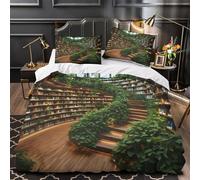 TEODLECDS modern library design 3D Printed Quilt Cover 3pcs 100% Microfibre Anti-Fade Zip Closure Duvet Cover 2 Pillowcases Breathable Easy Care Bedding Boys Girls Room Single（140x200cm）
