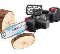 Teodute 12 Inch Mini Chainsaw Cordless, 4500RPM Handheld Electric Chainsaw with 3000mAh Battery and 2 Chains with Automatic Oiler and Chain Tension, Brushless Motor Electric Saws to Cut Wood