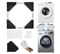Teodute Universal Washer Dryer Stacking Kit, Adjustable Washing Machine Stacking Kits 45-70cm, Tumble Dryer Stacking Kit with Ratchet Strap & Anti-Vibration Pads, Space-Saving No-Drill Stacking Frame