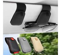 Teoenix Sunglass Holder for Car, 2 Pack Car Sunglass Holder Visor Clip Magnetic Leather Sun Glasses Eyeglass Hanger, Black, Fit for Different Size Eyeglasses