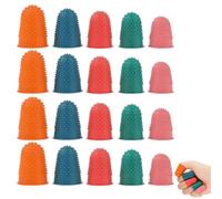 Teohhrn 20 Pack Rubber Fingertip Covers Non Slip Finger Pads for Cash Counting Sorting Writing Glue Crafts Reusable Thick Finger Protectors Assorted Sizes and Colours Black