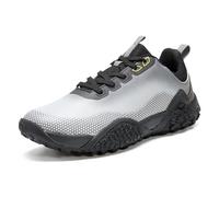 TEOHRW Mens Golf Shoes Extra Wide Fit Golf Waterproofs for Men Non Slip Outdoor Spikeless Golf Trainers Grey Black