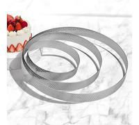 Teokantz 3 PCS Ø 10/15/20 cm Perforated Tart Ring, Crumpet Rings Non Stick, Baking Rings 430 Stainless Steel, Pastry Rings for Tarts Pastries Cakes Pizzas Muffins