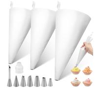 Teokantz 3 Pcs Pipping Bags and Nozzles, Small Medium Large Icing Bags, Reusable Piping Pastry Bag for Decorating Cakes Pies Cookies Cupcake Dessert (40/35/30CM)