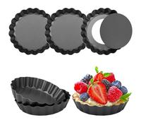 Teokantz 6 PCS Ø 10 cm Mini Tart Tins, 10×2 cm Quiche Tin, Egg Tart Mould, Tartlet Tins for Mini Tarts & Egg Tarts & Quiches & Cakes