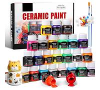 Teokantz Ceramic Paint Set, 12 x 25 ml Porcelain Paint Dishwasher Washable after Firing, Opaque Ceramic Paints for Pottery, DIY Mugs, Cups, Plates, Ceramics, with 1 Painting Palette & 2 Brushes