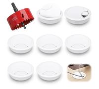 Teokantz Desk Grommet 80mm / 3.14in with Metal Hole Saw, White, 8PCS