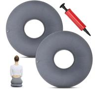 Teokantz Pack of 2 34 cm Inflatable Seat Ring, Hemorrhoid Seat Cushion with Air Pump, Seat Cushion with Hole, Seat Ring After Surgery for Hemorrhoid Care, Coccyx Pain, Postnatal Recovery