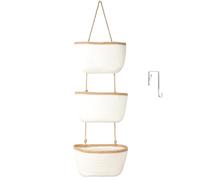 TeoKJ Hanging Basket for the Door, 3-Tier Wall Organiser Hanging Organizer Storage Baskets Made of Woven Cotton Rope with Hooks for Wall, Hanging Shelf Bathroom, Decorative Hanging Kitchen Baskets