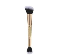 TEONEI Foundation Makeup Brush, Complexion Perfection Brush Dual ended Contour Brush Foundation & Concealer Brush in One for Blending Liquid Powder Concealer Cream Cosmetics Blush Makeup Brush (Gold)