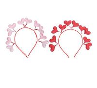 TEONEI Love Heart Sequin Headband,Red Pink Glitter Heart Valentine's Day Head Bopper,Valentine's Day Hair Accessories,Valentines Day Photo Booth Props,2Pcs