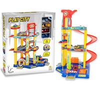 Teorema Giocattoli, Garage Cars for Children, Large Parking 3 Tier Cars with Lift, Spiral Ramp, Car Wash and 4 Vehicles Included, Car for Children 3+ Years