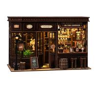 Teoryieer Book Nook Kit for Adults - Wooden DIY Dollhouse Miniature House Kit With LED Light | Creative Bookshelf Decoration Set Wooden 3D Puzzles for Book Lovers (Small Tavern)