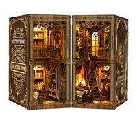 Teoryieer Book Nook Kit for Adults - Wooden DIY Dollhouse Miniature House Kit With LED Light | Creative Bookshelf Decoration Set Wooden 3D Puzzles for Book Lovers (Classic Books)