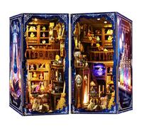Teoryieer Book Nook Kit for Adults - Wooden DIY Dollhouse Miniature House Kit With LED Light | Creative Bookshelf Decoration Set Wooden 3D Puzzles for Book Lovers | Craft Kits Gifts for Adults