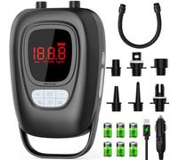 Teoryieer Electric SUP Pump 20 PSI - 2 Stage Dual Mode with 6×2500mAh Battery, Inflates 8-10 SUPs, LED-SOS & Auto-Stop - Portable Air Pump for Stand Up Paddle Board, Kayak, Inflatable Boat, Camping