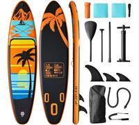 Teoryieer Inflatable Paddle Board with Accessories, 320cm Beginner Stand Up paddle Board, Paddle Boarding for Adults & Youth, SUP Surfboard with Paddle/Backpack/Pump/Removable Fin (Orange Sunset)