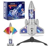 Teoryoeer Rocket Launcher for Kids - Electric Rocket with Parachute & LED Lights, Launch Up to 200ft, Rechargeable Auto-Launch Space Rocket Toy, Outdoor Toys Gift for 3+ Years Old Boys & Girls