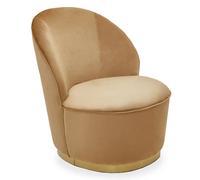 teos kids beige plush velvet swivel tub chair with gold base