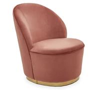 teos kids pink plush velvet swivel tub chair with gold base