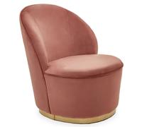 teos pink plush velvet swivel tub chair with gold base