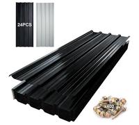 TEOV 24 Pack Metal Corrugated Roofing Sheets 115x45CM with 400 Screws | 0.25mm Thick Trapezoidal Roof Plates Waterproof for Carports, Tool Sheds, Greenhouses & Wall Cladding (Black)
