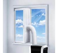 TEOV AC Window Seal, 500cm Portable Universal Window Kit for Mobile Air Conditioner, Durable 210D Waterproof Fabric, Hot Air Stop Exchange Guards with Zip & Adhesive Fastener for Single/Dual Hose