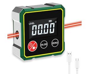 TEOV Laser Angle Gauge Magnetic Digital LCD with Four-Sided Magnet, Type-C Charging & IP54 Waterproof, Digital Inclinometer for Woodworking, Construction